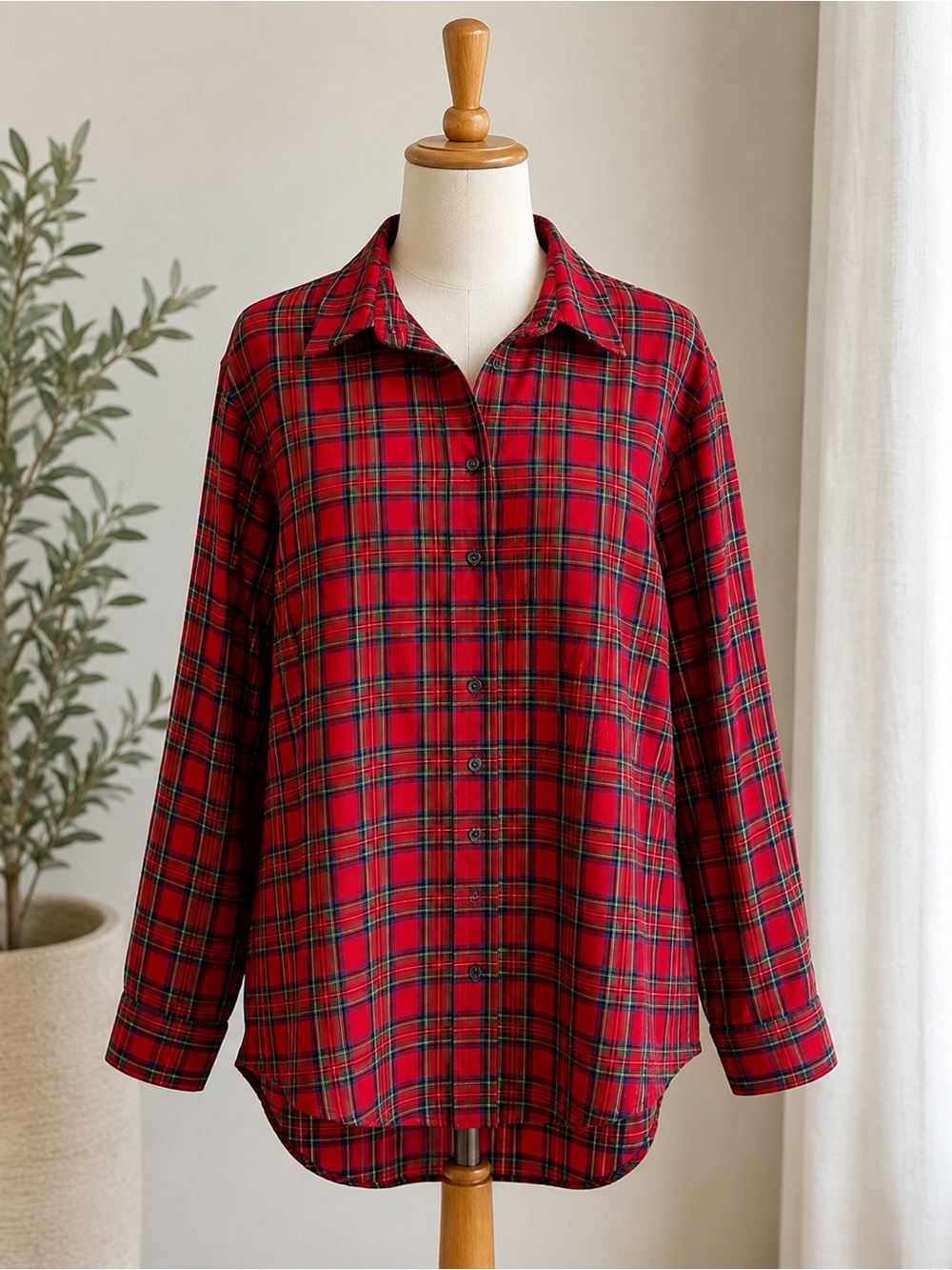 Tommy‎ Hilfiger Red Plaid Button Front Shirt | XL